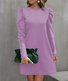 Femmes Plain Rouge Col Rond Confortable Robe Mi-Longue Décontracté