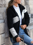 Sweat-shirt à Capuche Manches Longues Épaissi Bloc de Couleur Blouson pour Femmes
