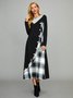 Femmes Plaid Couleur 1 Confortable Robe Maxi Décontracté