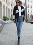 Sweat-shirt à Capuche Manches Longues Épaissi Bloc de Couleur Blouson pour Femmes