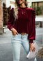 Chemisiers1 Décontracté Plain Printemps / Automne Velours Quotidien Col Rond Régulier Droit Régulier pour Femmes