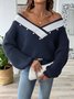 Pulls Décontracté Plain Printemps / Automne Micro-élasticité Quotidien Fil/fil de laine Régulier Droit Régulier pour Femmes