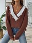 Pulls Décontracté Plain Printemps / Automne Micro-élasticité Quotidien Fil/fil de laine Régulier Droit Régulier pour Femmes