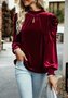 Chemisiers1 Décontracté Plain Printemps / Automne Velours Quotidien Col Rond Régulier Droit Régulier pour Femmes