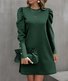 Femmes Plain Rouge Col Rond Confortable Robe Mi-Longue Décontracté