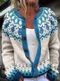 Cardigans Femmes Géométrique Décontracté Hiver Naturel Quotidien Laine/Tricot Mi-long Droit Élasticité moyenne