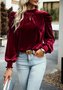Chemisiers1 Décontracté Plain Printemps / Automne Velours Quotidien Col Rond Régulier Droit Régulier pour Femmes