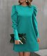 Femmes Plain Rouge Col Rond Confortable Robe Mi-Longue Décontracté
