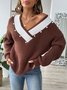 Pulls Décontracté Plain Printemps / Automne Micro-élasticité Quotidien Fil/fil de laine Régulier Droit Régulier pour Femmes