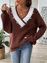 Pulls Décontracté Plain Printemps / Automne Micro-élasticité Quotidien Fil/fil de laine Régulier Droit Régulier pour Femmes