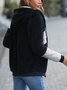 Sweat-shirt à Capuche Manches Longues Épaissi Bloc de Couleur Blouson pour Femmes