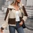 Col Montant Manches Longues Épaissi Bloc de Couleur Blouson pour Femmes