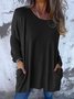 Pulls Femmes Décontracté Plain Printemps / Automne Col V Ample Fil/fil de laine Mi-long Droit Régulier
