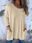 Pulls Femmes Décontracté Plain Printemps / Automne Col V Ample Fil/fil de laine Mi-long Droit Régulier
