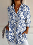Chemises Floral Décontracté Printemps / Automne Aucune élasticité Quotidien Ample Droit Régulier Col de Chemise pour Femmes