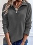 Chemisiers1 Décontracté Plain Printemps / Automne Quotidien Ample Jersey Régulier Forage à chaud Régulier pour Femmes