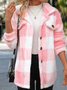 Manches Longues Épaissi Plaid Blouson pour Femmes