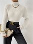 Pulls Décontracté Plain Printemps / Automne Ample Col Roulé Fil/fil de laine Régulier Droit Régulier pour Femmes
