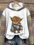 à Capuche Femmes Décontracté Imprimé d'Animal Printemps / Automne Coton Sweat-shirt à Capuche Manches Longues Régulier Droit Régulier