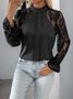 Chemisiers1 Décontracté Printemps / Automne Coeur/cordé Polyester Micro-élasticité Quotidien Manches Longues Col Roulé Droit pour Femmes