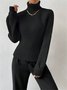 Pulls Décontracté Plain Printemps / Automne Ample Col Roulé Fil/fil de laine Régulier Droit Régulier pour Femmes