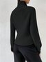 Pulls Décontracté Plain Printemps / Automne Ample Col Roulé Fil/fil de laine Régulier Droit Régulier pour Femmes
