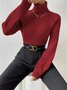 Pulls Décontracté Plain Printemps / Automne Ample Col Roulé Fil/fil de laine Régulier Droit Régulier pour Femmes