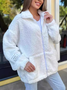Col Châle Manches Longues Épaissi Plain Blouson pour Femmes