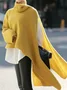 Pulls Décontracté Plain Printemps / Automne Ample Manches Longues Col Roulé Fil/fil de laine Régulier Régulier pour Femmes