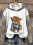 à Capuche Femmes Décontracté Imprimé d'Animal Printemps / Automne Coton Sweat-shirt à Capuche Manches Longues Régulier Droit Régulier