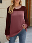 Chemisiers1 Décontracté Bloc de Couleur Printemps / Automne Micro-élasticité Ample Manches Longues Régulier Forage à chaud Droit pour Femmes