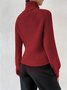 Pulls Décontracté Plain Printemps / Automne Ample Col Roulé Fil/fil de laine Régulier Droit Régulier pour Femmes