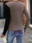 T-shirts Femmes Décontracté Plain Printemps / Automne Polyester Col V Quotidien Coupe Régulière Ligne X Élasticité moyenne