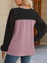 Chemisiers1 Décontracté Bloc de Couleur Printemps / Automne Micro-élasticité Ample Manches Longues Régulier Forage à chaud Droit pour Femmes