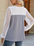 Chemisiers1 Décontracté Bloc de Couleur Printemps / Automne Micro-élasticité Ample Manches Longues Régulier Forage à chaud Droit pour Femmes