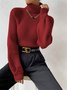 Pulls Décontracté Plain Printemps / Automne Ample Col Roulé Fil/fil de laine Régulier Droit Régulier pour Femmes