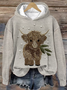 à Capuche Femmes Décontracté Bovins Printemps / Automne Sweat-shirt à Capuche Micro-élasticité Quotidien Régulier Droit Régulier