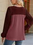 Chemisiers1 Décontracté Bloc de Couleur Printemps / Automne Micro-élasticité Ample Manches Longues Régulier Forage à chaud Droit pour Femmes