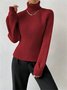 Pulls Décontracté Plain Printemps / Automne Ample Col Roulé Fil/fil de laine Régulier Droit Régulier pour Femmes