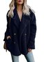 à Col Revers Manches Longues Poids lourd Plain Veste en flanelle Caniche Blouson pour Femmes