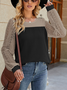 Chemisiers1 Décontracté Bloc de Couleur Printemps / Automne Micro-élasticité Ample Manches Longues Régulier Forage à chaud Droit pour Femmes