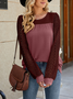 Chemisiers1 Décontracté Bloc de Couleur Printemps / Automne Micro-élasticité Ample Manches Longues Régulier Forage à chaud Droit pour Femmes