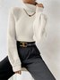 Pulls Décontracté Plain Printemps / Automne Ample Col Roulé Fil/fil de laine Régulier Droit Régulier pour Femmes