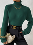 Pulls Décontracté Plain Printemps / Automne Ample Col Roulé Fil/fil de laine Régulier Droit Régulier pour Femmes