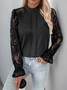 Chemisiers1 Décontracté Printemps / Automne Coeur/cordé Polyester Micro-élasticité Quotidien Manches Longues Col Roulé Droit pour Femmes