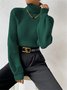 Pulls Décontracté Plain Printemps / Automne Ample Col Roulé Fil/fil de laine Régulier Droit Régulier pour Femmes