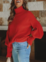 Pulls Décontracté Plain Printemps / Automne Quotidien Manches Longues Fil/fil de laine Régulier Droit Régulier pour Femmes