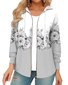 Sweat-shirt à Capuche Manches Longues Épaissi Floral Blouson pour Femmes