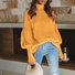 Pulls Décontracté Plain Printemps / Automne Quotidien Manches Longues Fil/fil de laine Régulier Droit Régulier pour Femmes