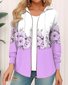 Sweat-shirt à Capuche Manches Longues Épaissi Floral Blouson pour Femmes